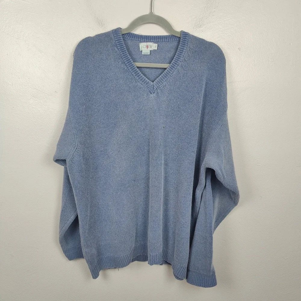 Vintage J Crew Lambswool Sweater Mens‎ XL Blue Knit Oarsman Made in Italy Preppy